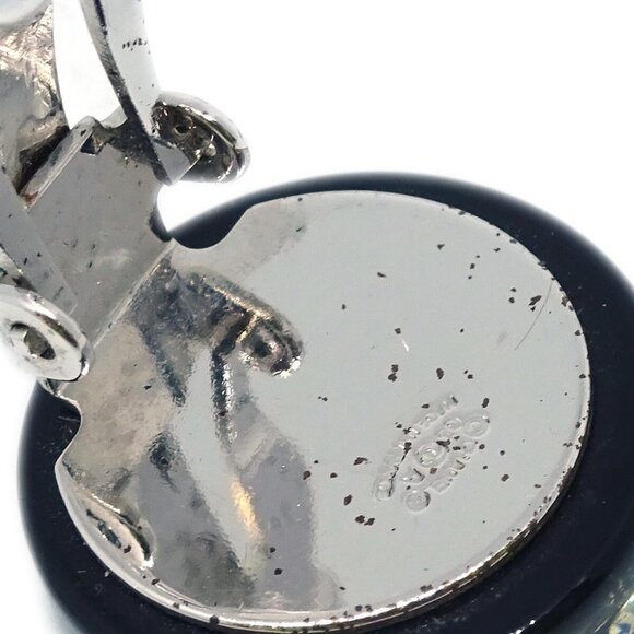 Chanel Button Earrings Clip-On Rhinestone Black - Picture 4 of 4